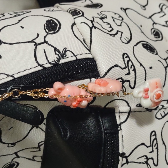 Charming Pink and White Bunny Bag Charm - Picture 7 of 8